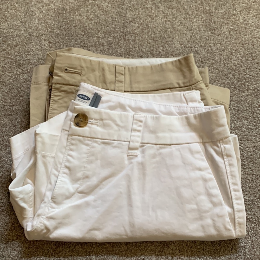 Bundle of Old Navy white and khaki shorts, size 2